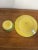 Vintage Mexican Pottery Chip & Dip Serving Set Hand Painted Yellow Green 2Pc For Sale - Image 9 of 14