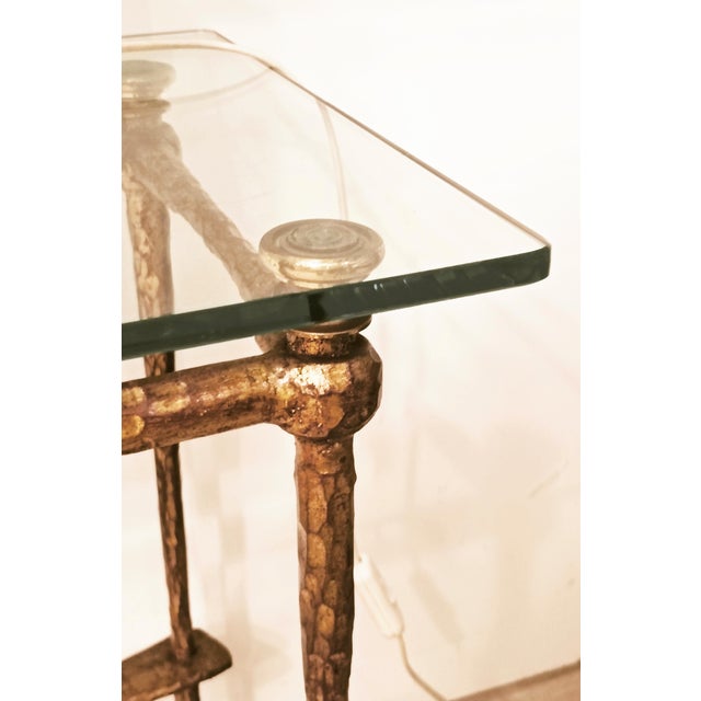 Metal Gilt Iron and Glass Console by Giovanni Banci for Hermes, Italy, 1970s For Sale - Image 7 of 9