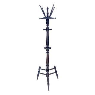 Very Fine Turned Mahogany Wood Center Floor Coat Rack Victorian MINT For Sale