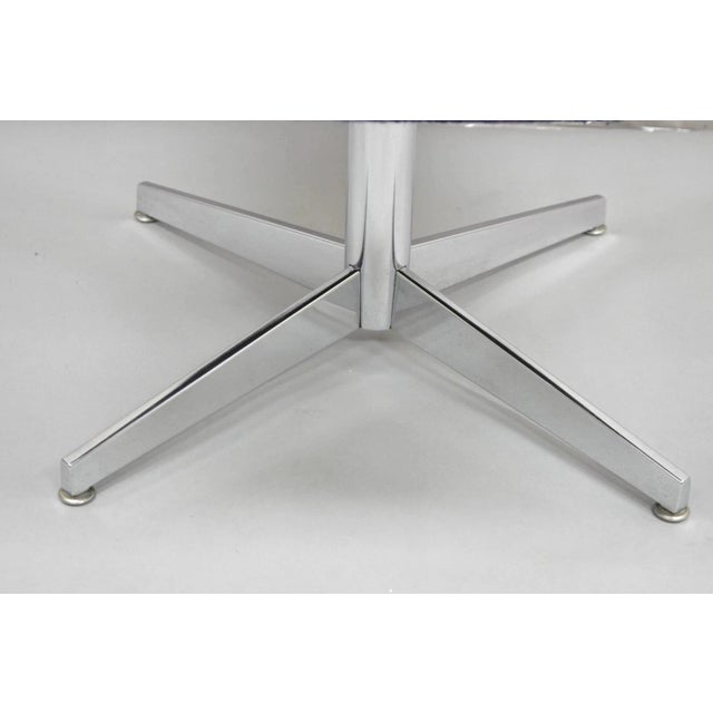 Vintage Mid Century Modern Blue Upholstered Chrome Swivel Base Club Arm Chair For Sale - Image 4 of 10