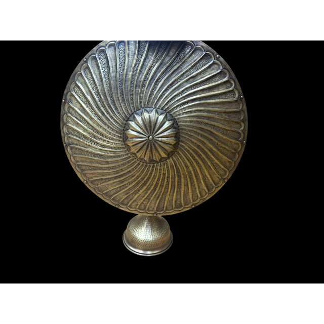 Handmade Turkish Brass Fluted Helmet Shield Set For Sale - Image 11 of 13