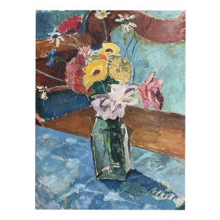 Jean Heiberg, Flower Vase, Oil on Canvas, 1912 For Sale