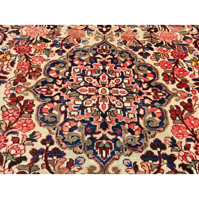 1900 - 1909 Vintage Persian Malayer Rug, Hand-Knotted Wool, Floral Pattern, 5x7, Ivory & Navy For Sale - Image 5 of 18