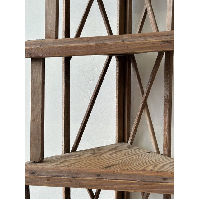 Vintage Folk Art Stepped Lattice Corner Shelf, Circa 1940s For Sale - Image 16 of 16
