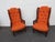 Hollywood Regency Extra Tall Caned Wing Back Livingroom Side Chairs a Pair 6654 For Sale - Image 10 of 17