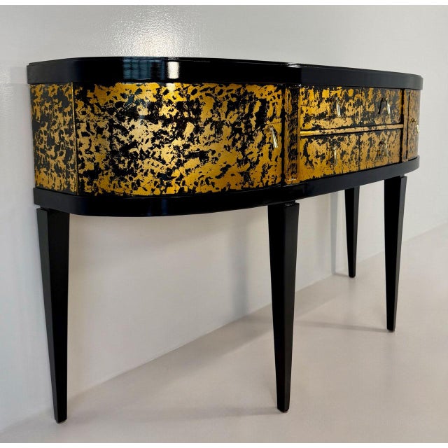 French Art Deco Black and Gold Sideboard, Late 1940s For Sale - Image 4 of 14