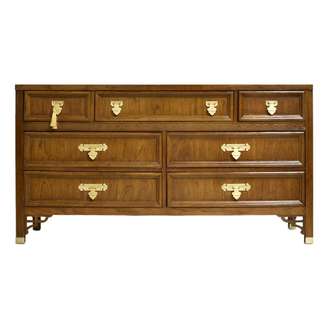 Mid Century Chinoiserie Triple Dresser by Dixie Furniture For Sale