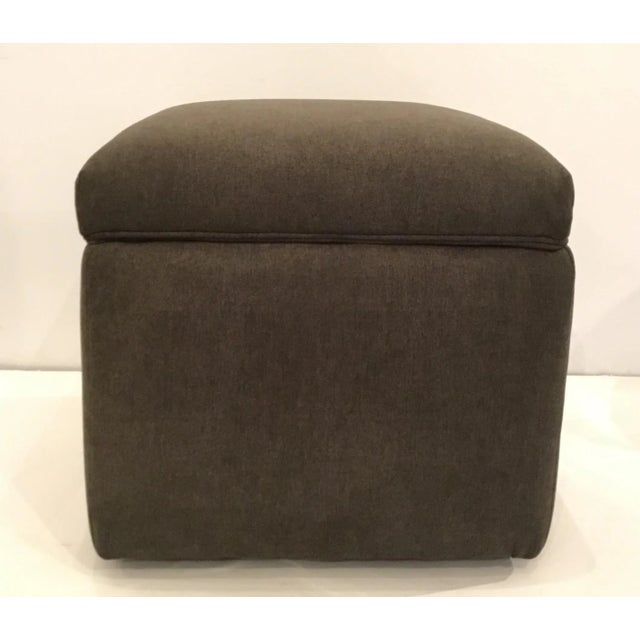 2010s Transitional Dark Gray Storage Ottoman For Sale - Image 5 of 5