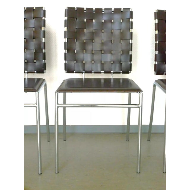 Leather and Chrome Dining Room Chairs, Set of 5 For Sale - Image 5 of 8