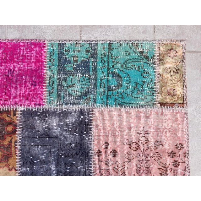 Turkish Low Pile Vintage Oushak Runner For Sale - Image 3 of 10