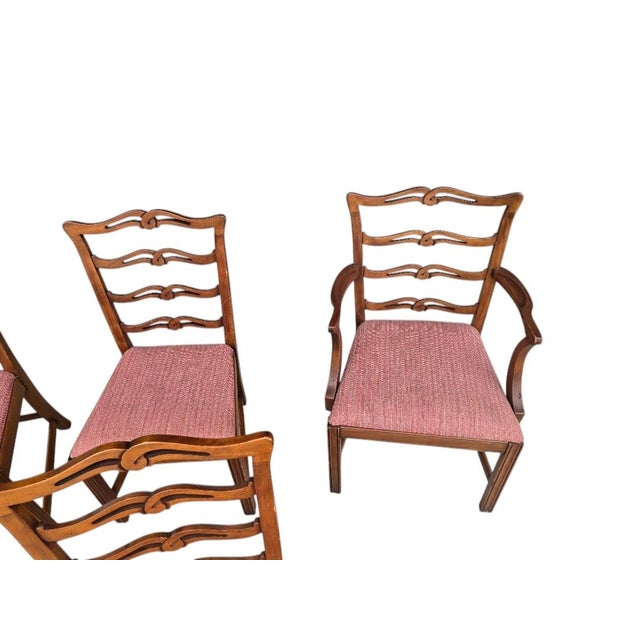 Traditional Vintage Traditional Ladderback Dining Chairs, Set of 6, Including 2 Armchairs For Sale - Image 3 of 6