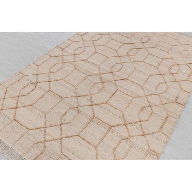Not Yet Made - Made To Order Beidge Gold Geometric Jute Flatweave Scandivian Hand Woven Rug 8x10Ft. For Sale - Image 10 of 13