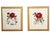 Large Botanical Original Lithographs Vibrant Color in Gold Gilt Frames Set of 2 Red Floral For Sale