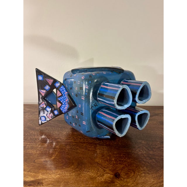 Ceramic 1980s American Sculptural Memphis Style Studio Ceramic Raised Vessel For Sale - Image 7 of 7