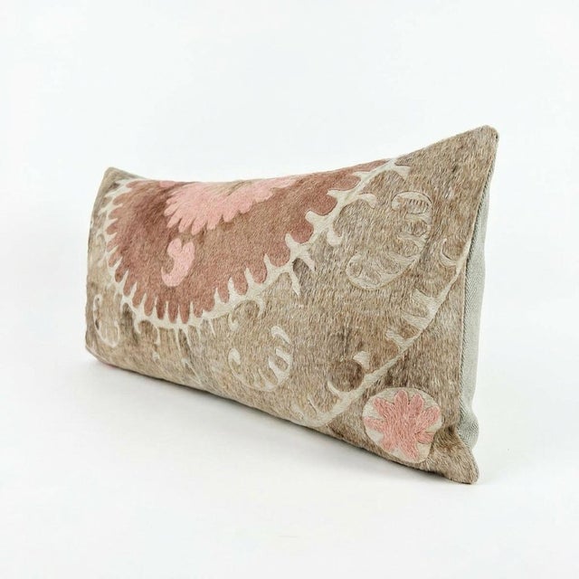 Mid-Century Modern Embroidered Suzani Bedding Pillow Cover 16'' X 35'' For Sale - Image 3 of 5