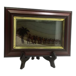 1970s Uae "Memories Unperished" Seven Natural Colour of Sands Collected From Seven Emirates Wall Hanging