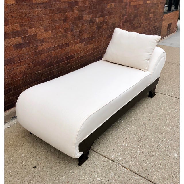 Late 1800s Victorian White Upholstered Fainting Couch Chaise