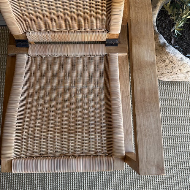 Indoor Outdoor Woven Rope Teak Wood Lounge Chair With Cushion For Sale In Los Angeles - Image 6 of 13