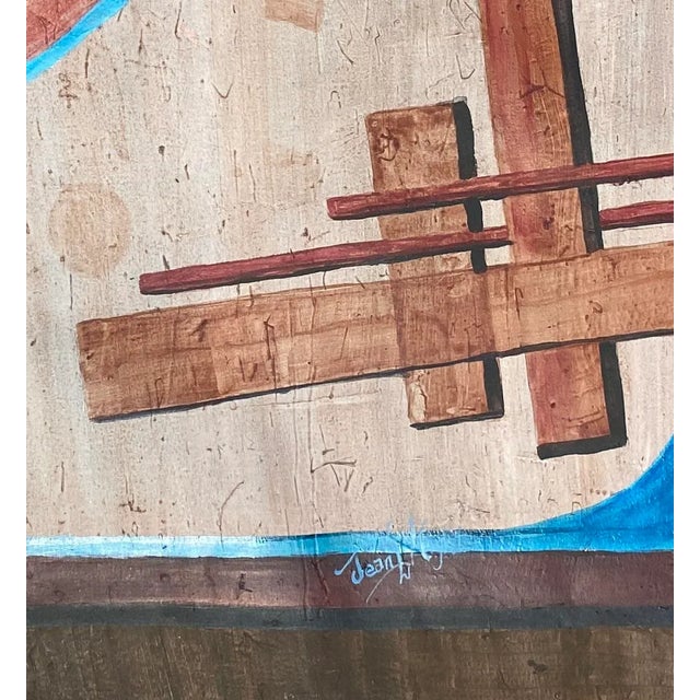 Art Deco 1990s Jean Hight Broken Arrow Acrylic Painting For Sale - Image 3 of 3