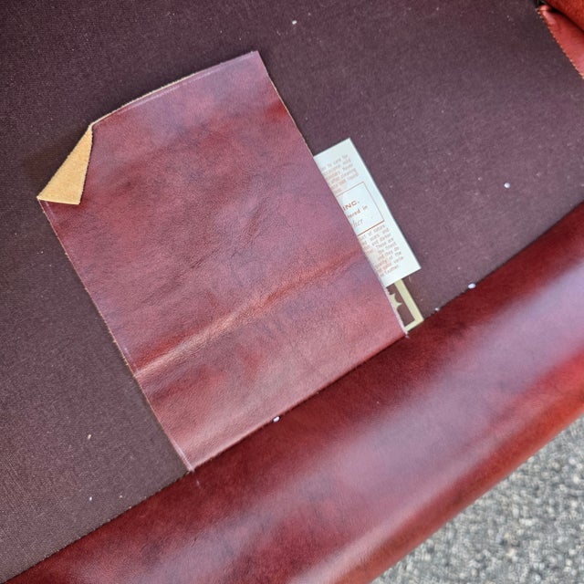 Pair of Classic Leather Furniture Tufted Oxblood Leather Wingback Library Lounge Chairs With Brass Nailhead Trim, Circa 1980s For Sale - Image 10 of 14