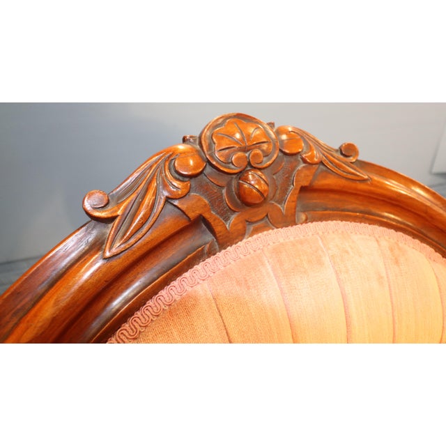 Salmon Late 18th Century French Rococo Revival "Gentleman and Lady's" Chairs For Sale - Image 8 of 16