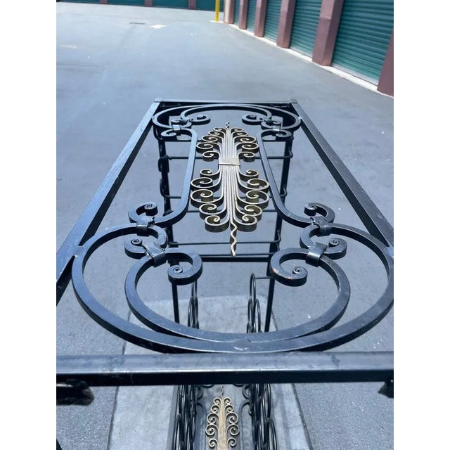 1950s 1950s French Hollywood Regency Gilt Iron and Green Marble Bar For Sale - Image 5 of 6