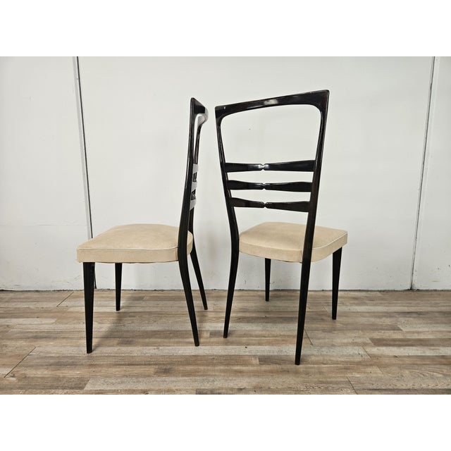 1950s Dining Room Chairs in Beech and Skai, 1950, Set of 6 For Sale - Image 5 of 18
