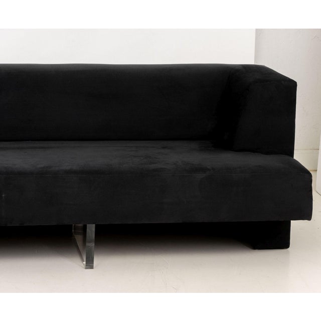 Mid-Century Modern Vladimir Kagan "Omnibus" Black Suede Upholstered Sofa For Sale - Image 3 of 10