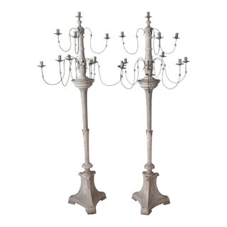 Pair of Dennis & Leen for Formations Gustavian Style Floor Candelabra For Sale