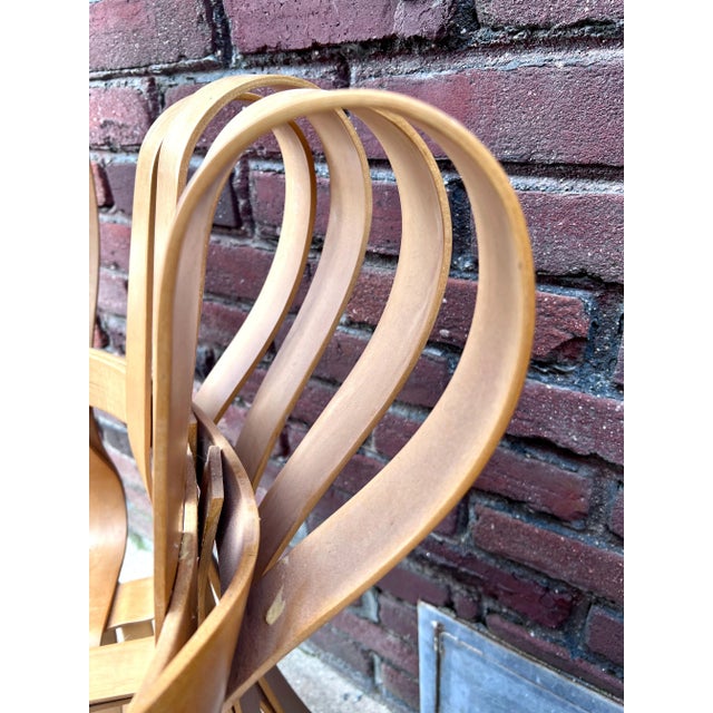 Wood Pair Frank Gehry Cross Check Bent Maple Chairs For Knoll For Sale - Image 7 of 12