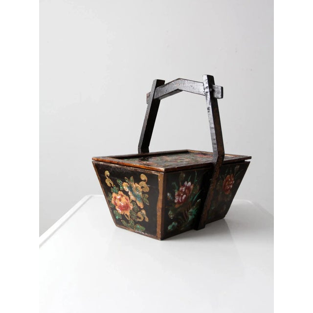 Shabby Chic Antique Chinese Painted Box For Sale - Image 3 of 13