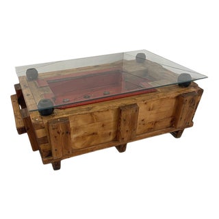 Vintage Coffee Table with Glass, 1920s For Sale
