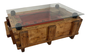 Vintage Coffee Table with Glass, 1920s