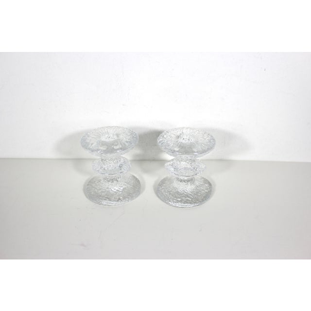 1960s Pair of Iittala Festivo One Ring Glass Candle Holders Signed by Timo Sarpaneva Finland For Sale - Image 5 of 8