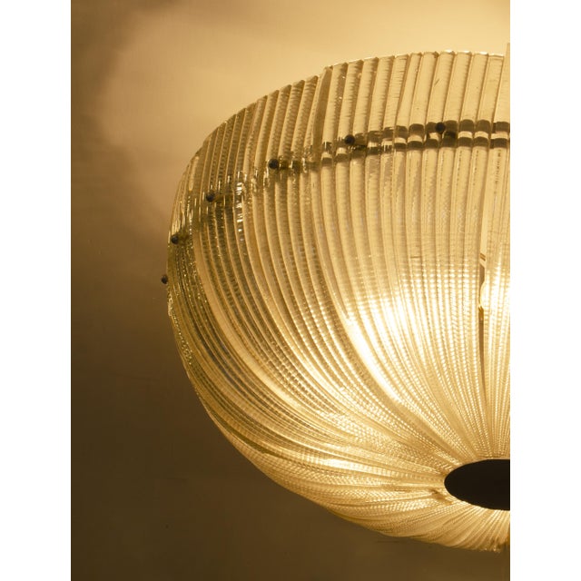 Metal Mid-20th Century Mid Century Modern Murano Glass Circular Flush Mount Luminary by Paolo Venini, Italy For Sale - Image 7 of 9