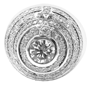 Chanel Comete Star Diamond Large Spinning Dome White Gold Cocktail Ring, Size 6