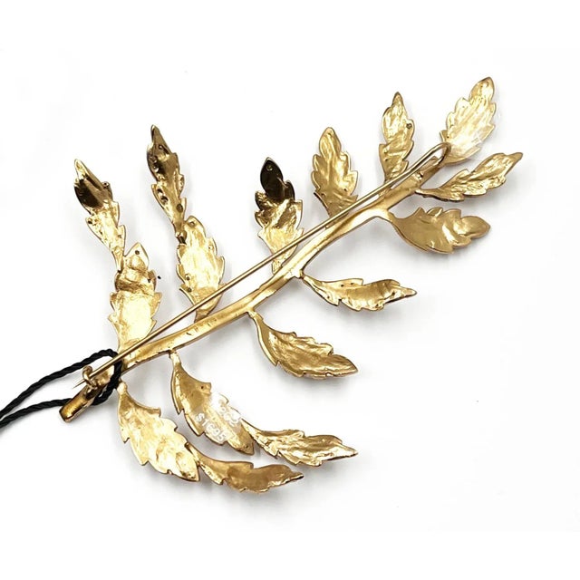 Contemporary Dolce &Gabbana Brand New Gold Leaf Silver Pink Crystal Large Brooch For Sale - Image 3 of 3