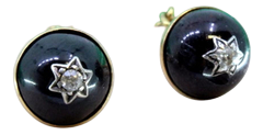 Round Gold Cufflinks with Diamond Chips, Set of 2