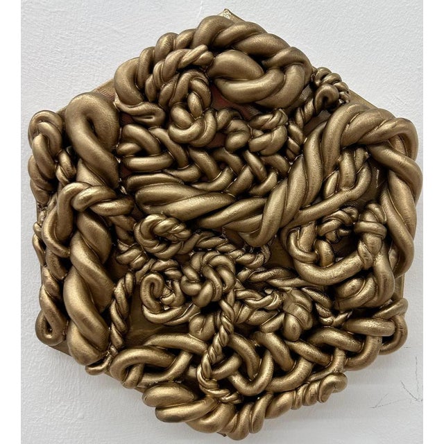 Gold #1 Fake Marshmallow Pop Art Wall Sculpture in Clay For Sale - Image 9 of 9