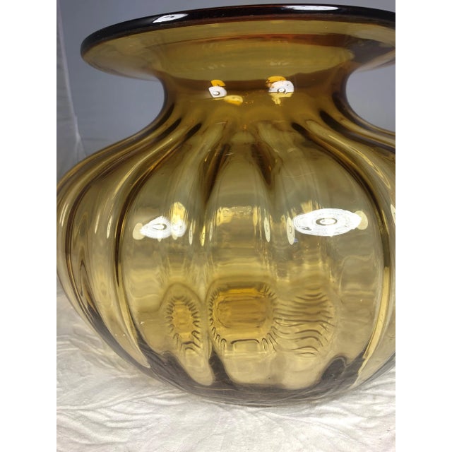 Mid-Century Modern Mid-Century Modern Amber Empoli Glass Jar For Sale - Image 3 of 7