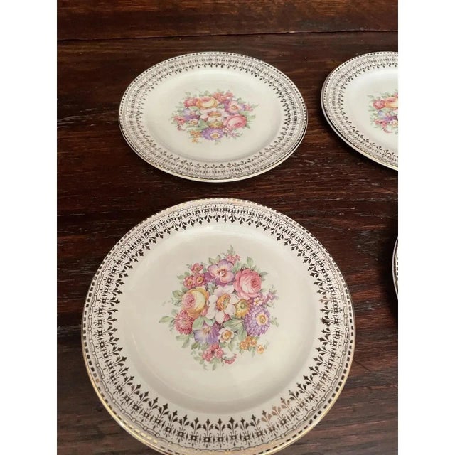Mid 20th Century Mid 20th Century 22k Dessert Plates by Edwin M Knowles China Co- Set of 4 For Sale - Image 5 of 8