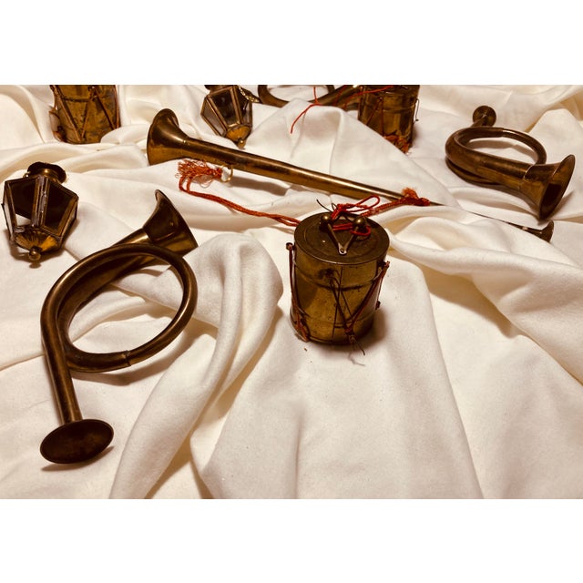 French Vintage Collection of Holiday Brass Musical Instruments Ornaments Decorations For Sale - Image 3 of 8