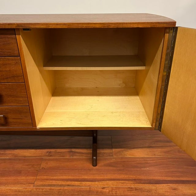 Brown Teak & Rosewood Trestle Base Sideboard For Sale - Image 8 of 18