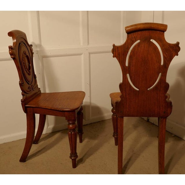 Early 19th century golden oak hall chairs, from Cawston Hall Livery Room. These are a delightful hall chairs, the superbly...