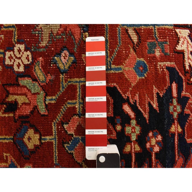 1920 11'x14'7" Red Antique Persian Heriz Even Wear Wool Hand Knotted Oversized Rug For Sale - Image 9 of 10