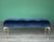 Textile Vintage Brass and Navy Blue Chenille Bench For Sale - Image 7 of 9