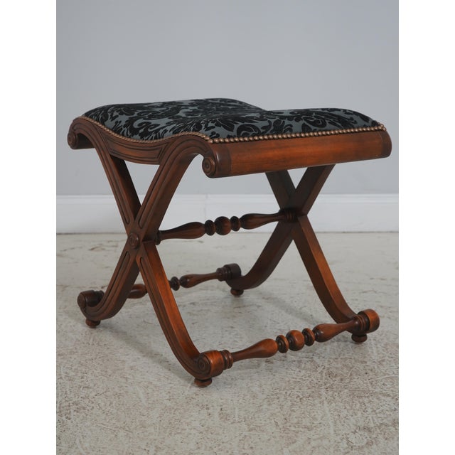 Traditional Pair Regency Style X Design Mahogany Benches For Sale - Image 3 of 13