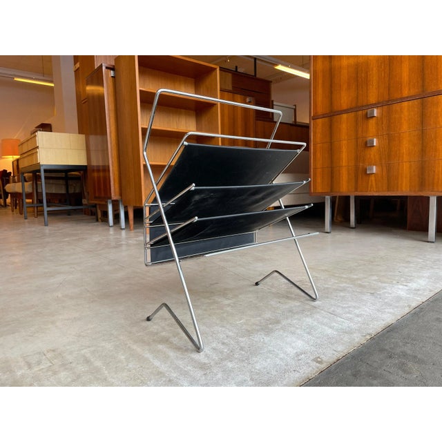 Black Mid-Century Magazine / LP Rack, 1960s For Sale - Image 8 of 11