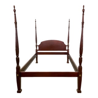 Vintage Chippendale Style Mahogany Queen Size Four Poster Bed For Sale