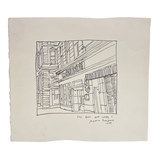 1990's, Pen & Ink Drawing, "The Odeon" (Nyc) by Marvin Friedman, 1991 For Sale